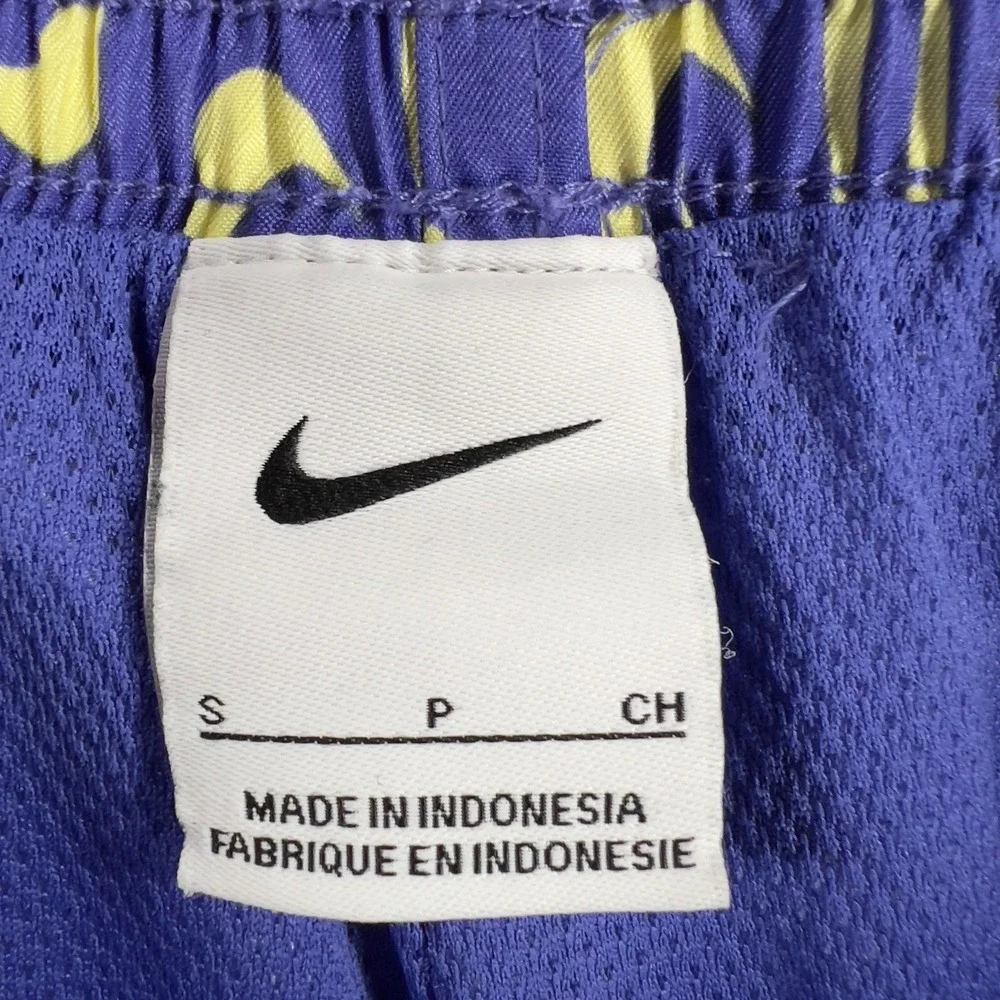 Nike Swim Trunks Shorts Mens Small Blue Geometric Swoosh Lined Pool Beach Ocean